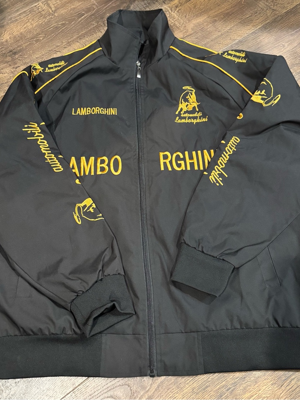 Vintage Lamborghini Men's Black & Yellow Logo Track Jacket